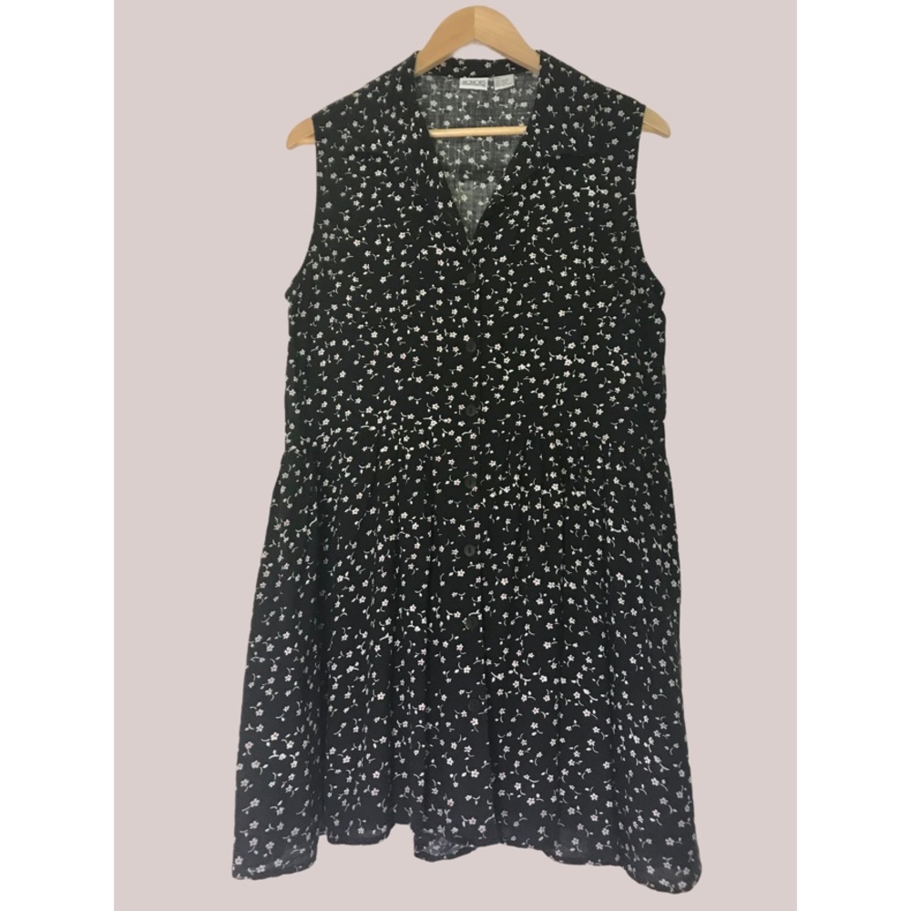 Y2K Skort Babydoll Dress Black Floral Romper Large